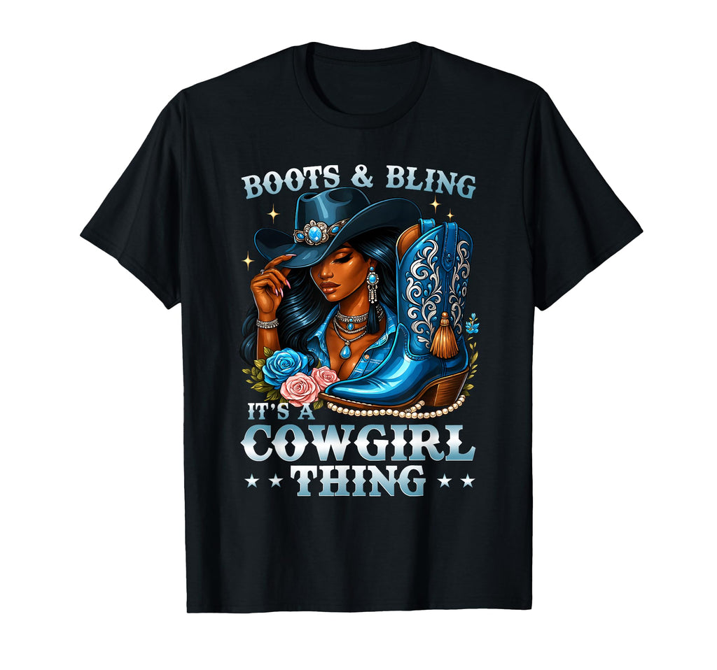Boots And Bling Its Cowgirl Thing T-Shirt - Minimalist Print Men Women - T-Shirt, Sweatshirt, Hoodie