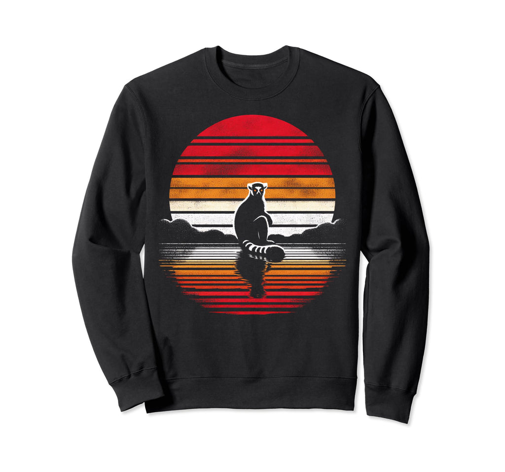Lemur Sunset Safari 70S Sweatshirt - Novelty Apparel Unisex - T-Shirt, Sweatshirt, Hoodie