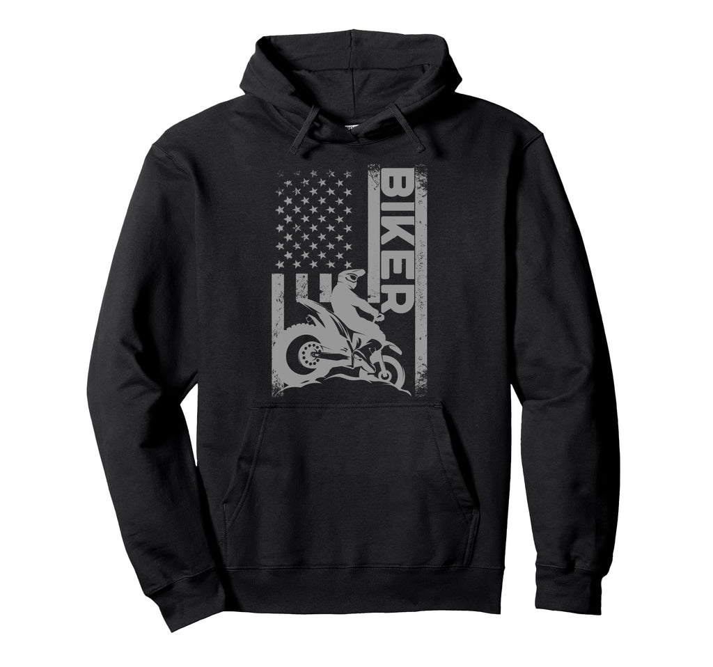 Biker Motorcycle Usa Flag Motocross Hoodie - Graphic Print Men Women - T-Shirt, Sweatshirt, Hoodie