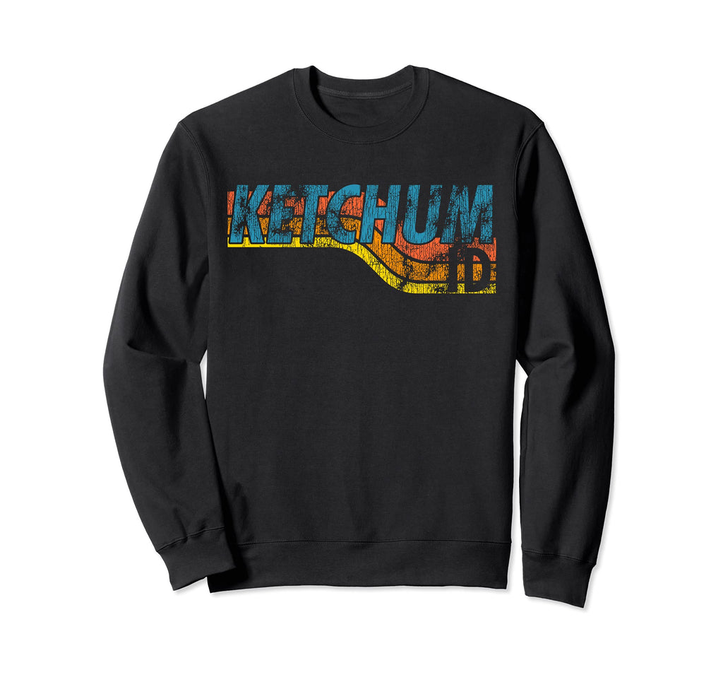 Ketchum Idaho 70S 80S Distressed Sweatshirt - Fun Novelty Design Unisex - T-Shirt, Sweatshirt, Hoodie