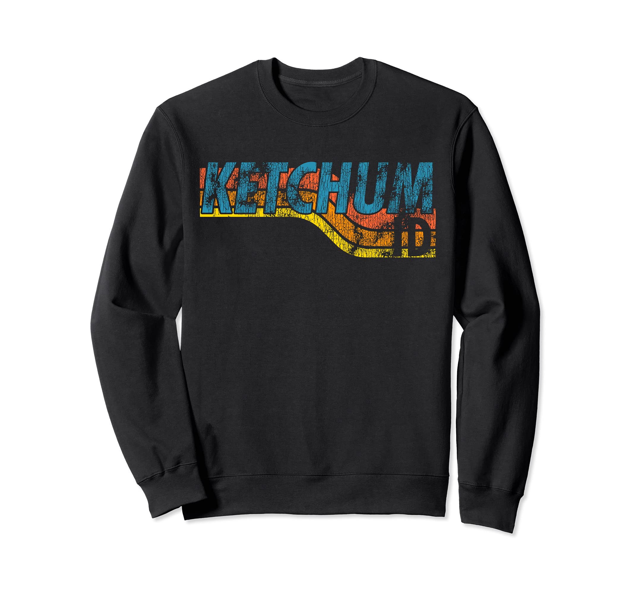 Ketchum Idaho 70S 80S Distressed Sweatshirt - Fun Novelty Design Unisex - T-Shirt, Sweatshirt, Hoodie