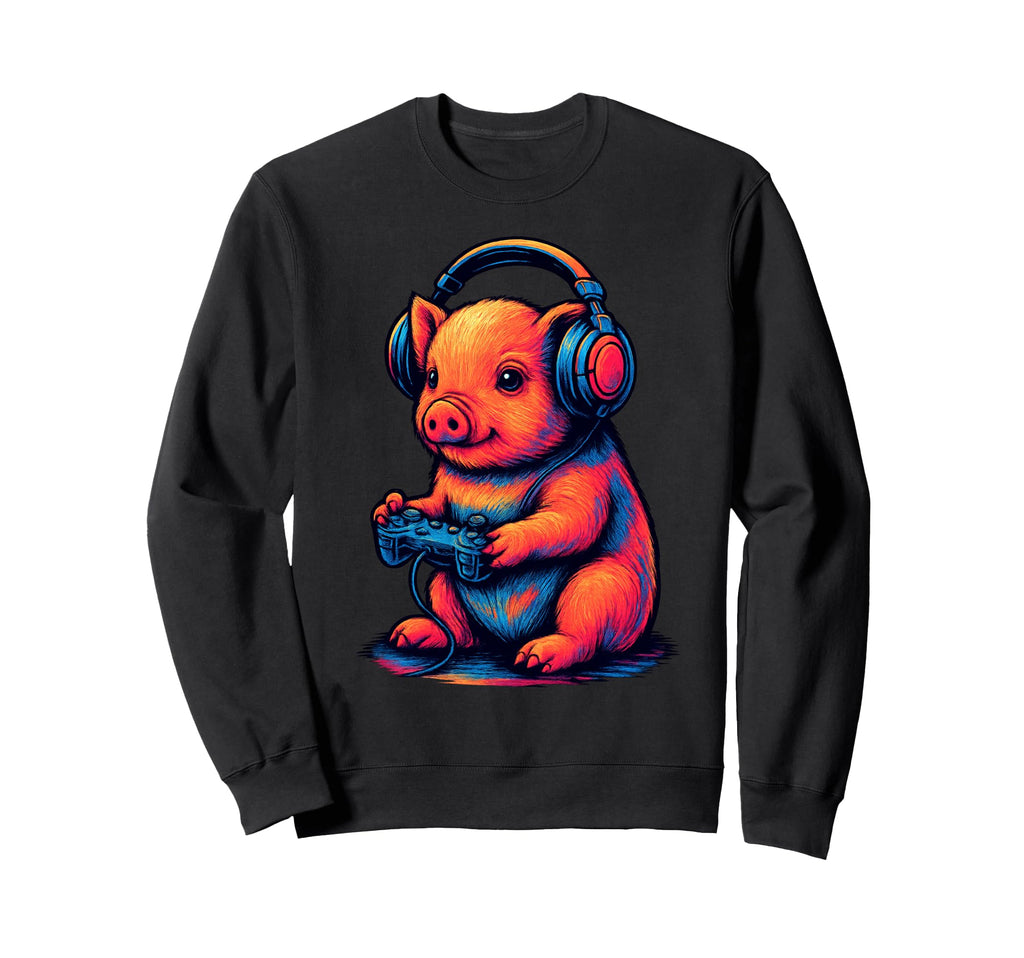 Mini Pig Gamer Gaming Pet Lover Sweatshirt - Unique Graphic for Adults - T-Shirt, Sweatshirt, Hoodie