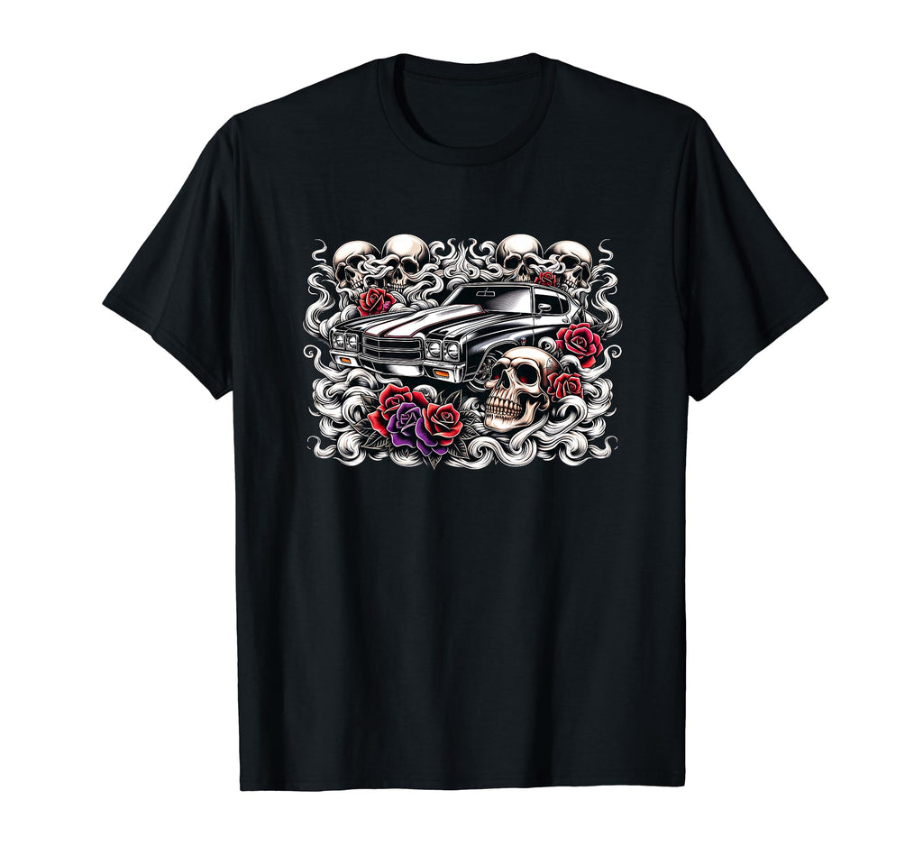 Car Car Show Car Muscle Car Skull T-Shirt - Fun Novelty Design for Adults - T-Shirt, Sweatshirt, Hoodie