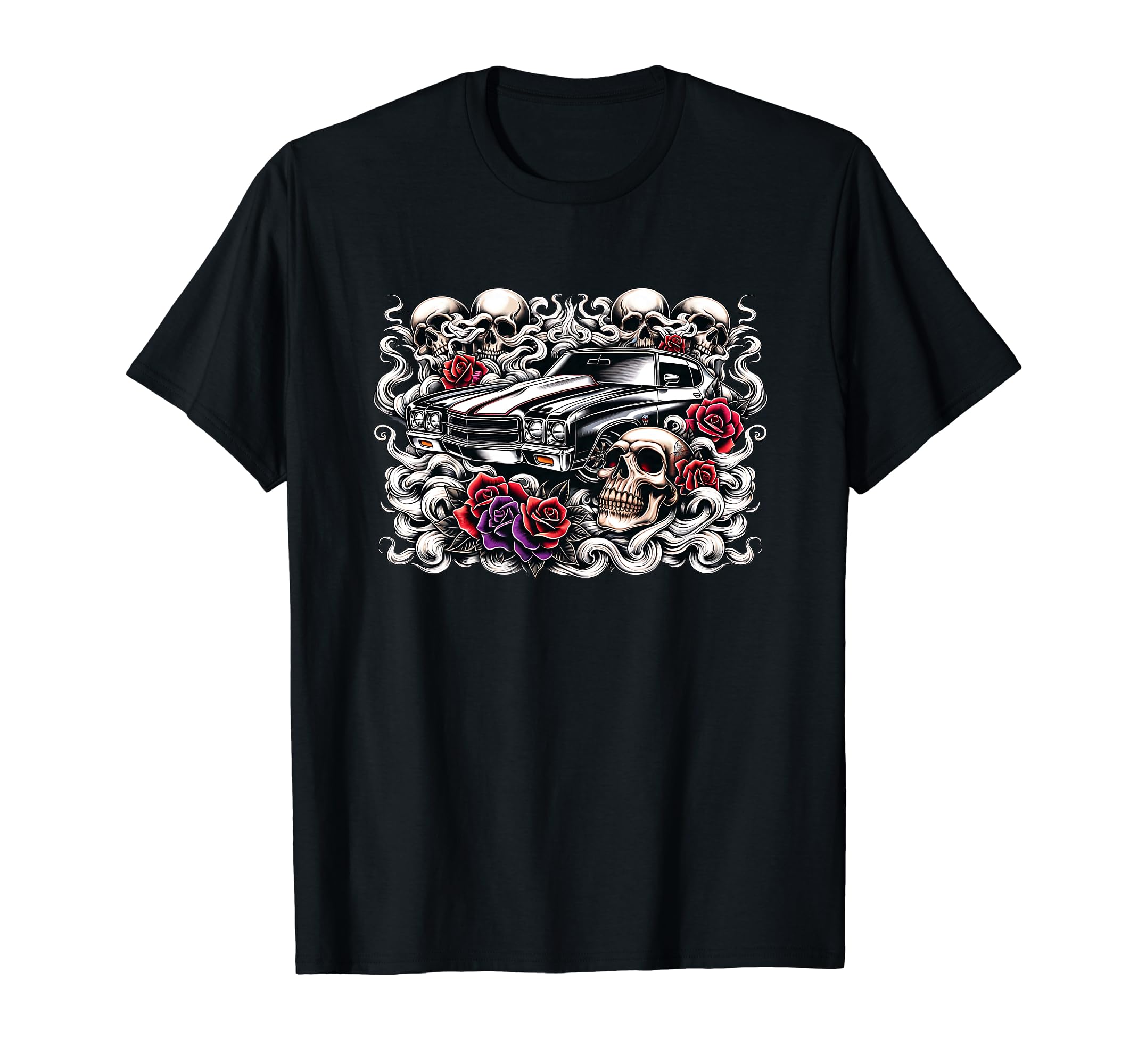 Car Car Show Car Muscle Car Skull T-Shirt - Fun Novelty Design for Adults - T-Shirt, Sweatshirt, Hoodie