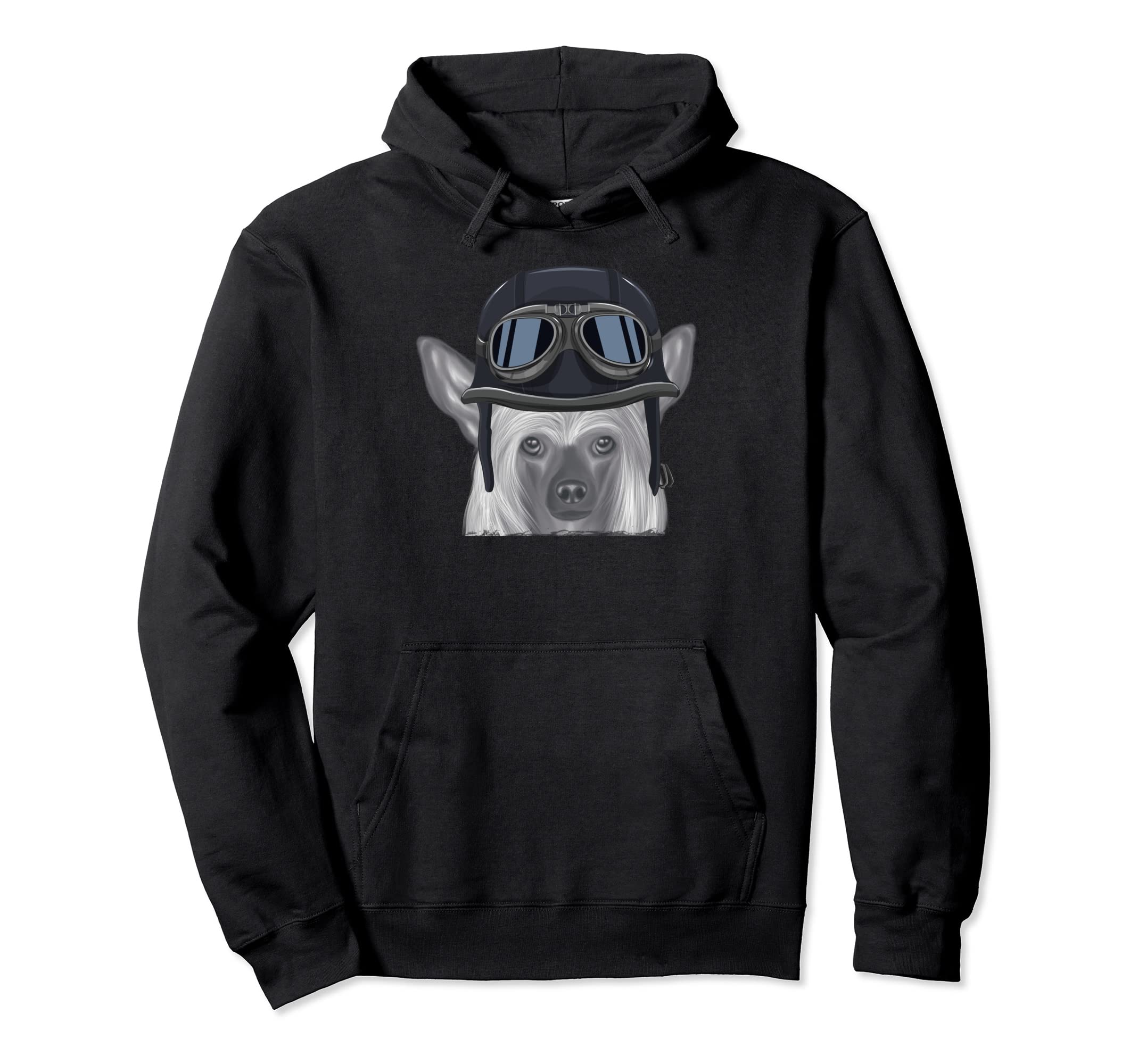 Chinese Crested Wearing Motorcycle Hoodie - Custom Art Print for Adults - T-Shirt, Sweatshirt, Hoodie