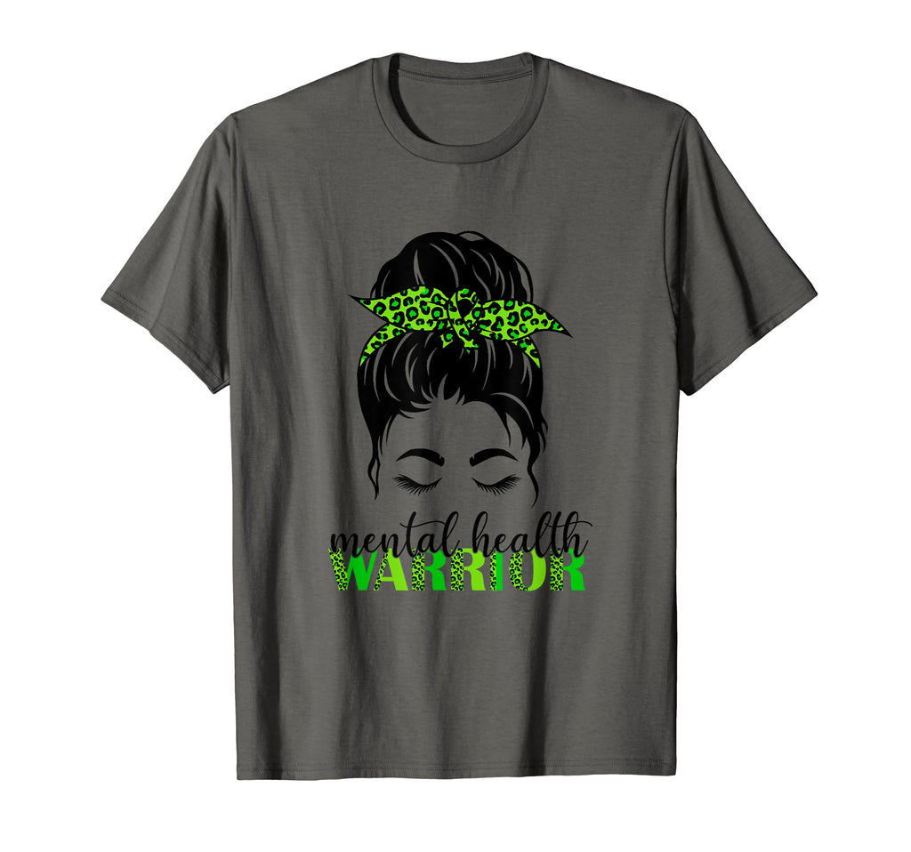 Mental Health Warrior Messy Bun Mental T-Shirt - Graphic Print Men Women - T-Shirt, Sweatshirt, Hoodie