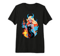 Edgy Fiery Pinup Devilish Horns Bold T-Shirt - Aesthetic Graphic Unisex - T-Shirt, Sweatshirt, Hoodie