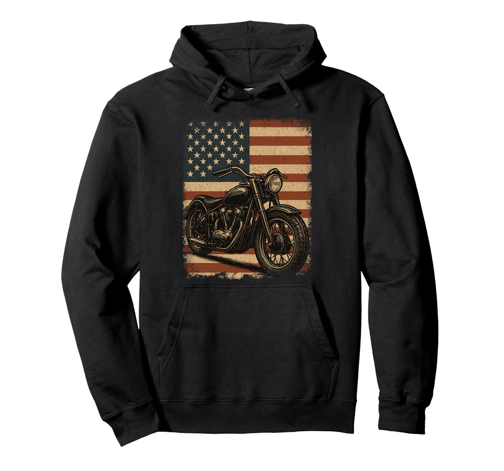 Usa Flag Ride Chopper Biker Motorcycle Hoodie - Custom Art Print Unisex - T-Shirt, Sweatshirt, Hoodie