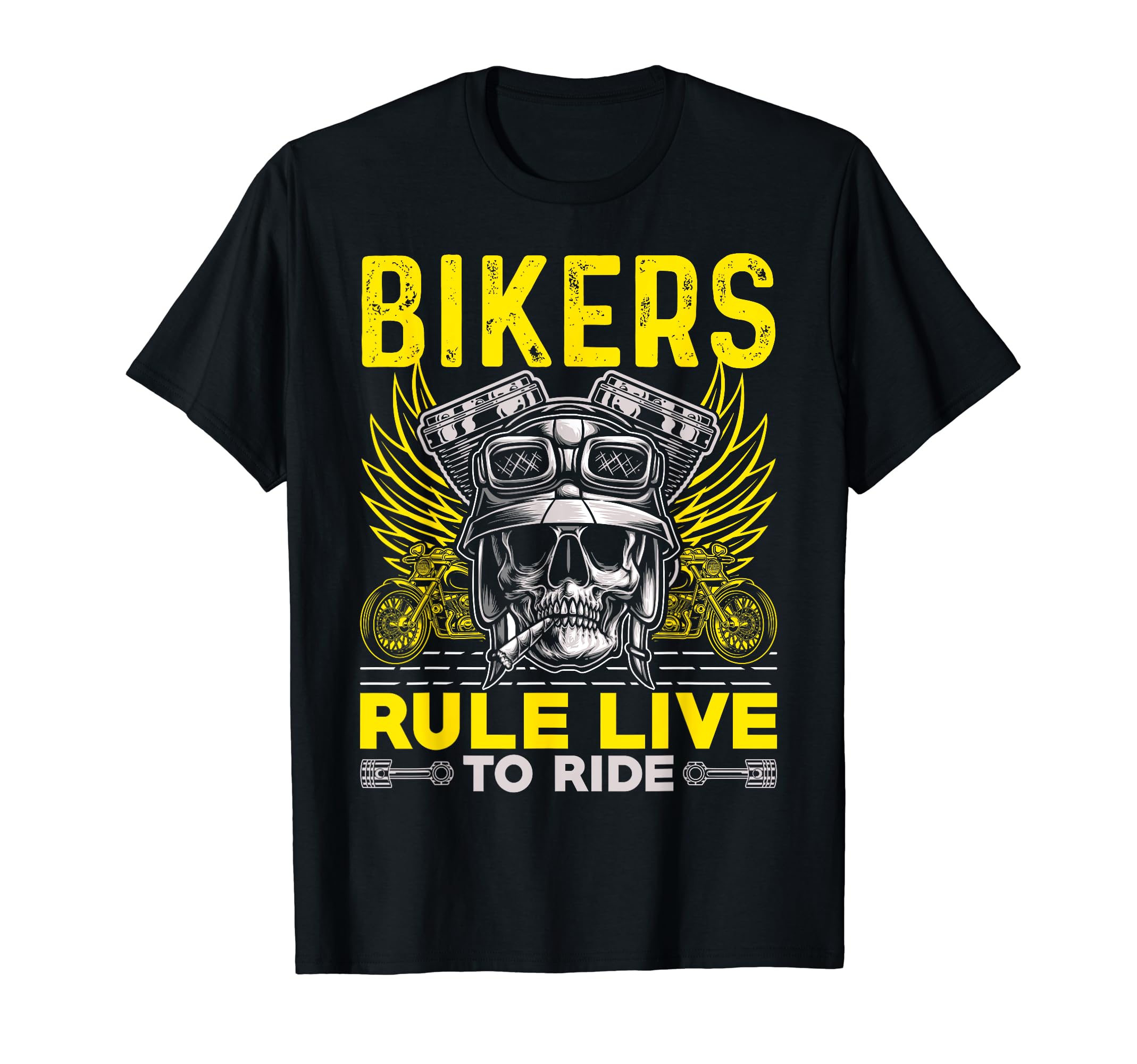 Bikers Rule Live To Ride Motorcycle T-Shirt - Custom Art Print for Adults - T-Shirt, Sweatshirt, Hoodie