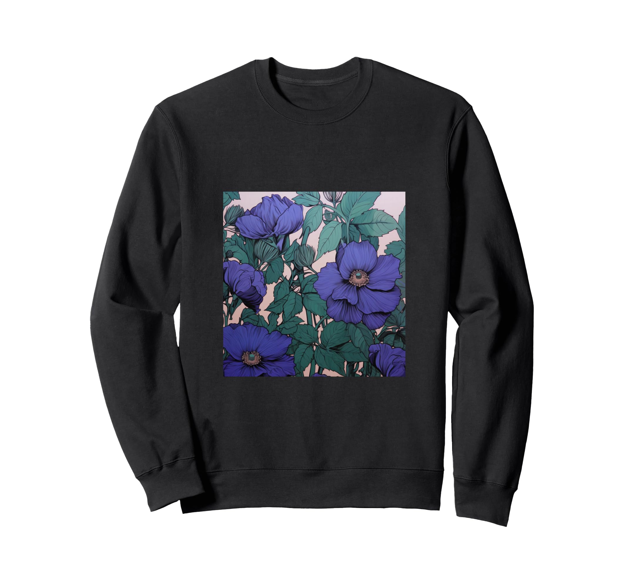 Purple And Green Flowers Sweatshirt - Fun Novelty Design Unisex - T-Shirt, Sweatshirt, Hoodie