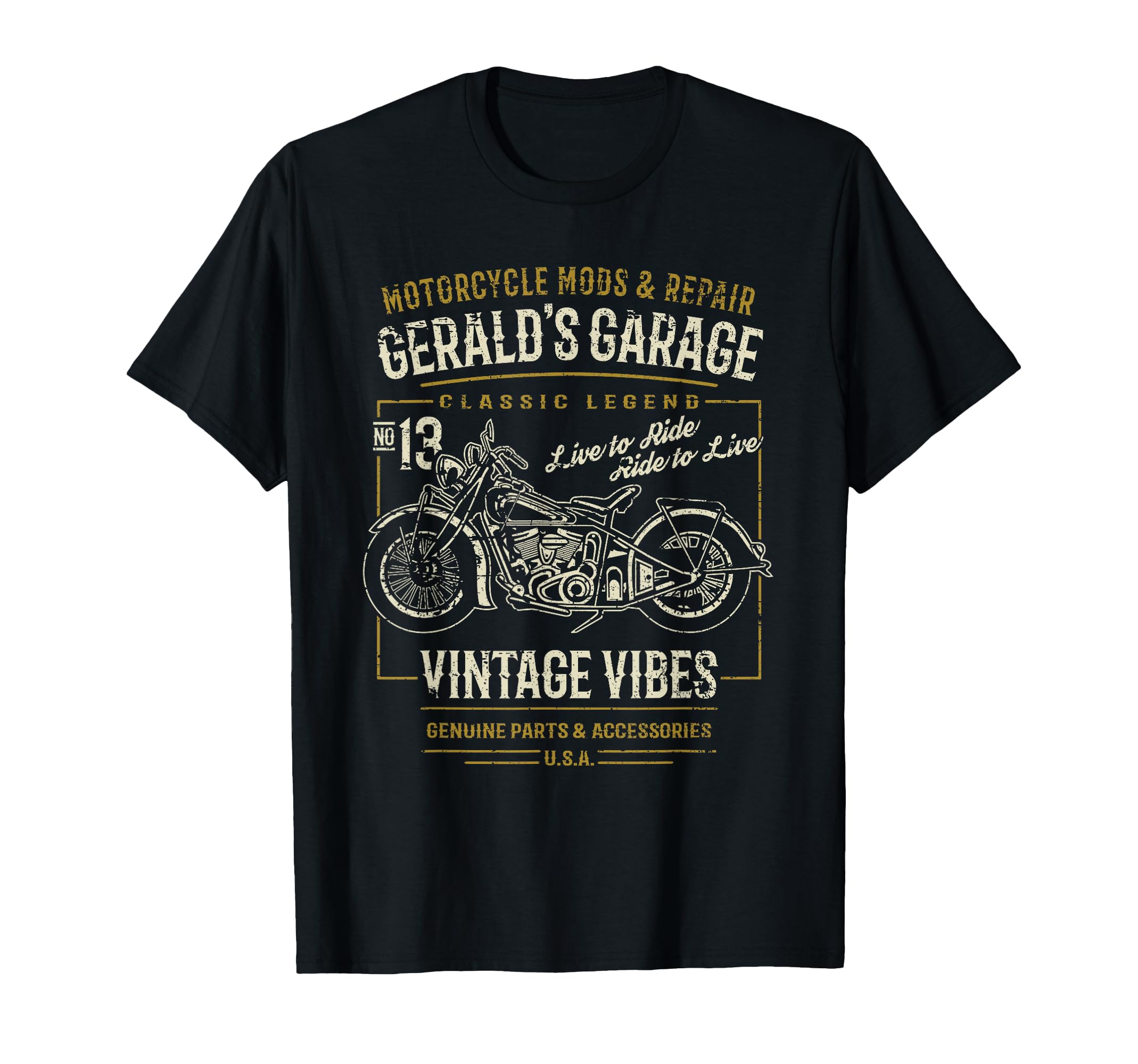 Geralds Garage Motorcycle Distressed T-Shirt - Aesthetic Graphic Men Women - T-Shirt, Sweatshirt, Hoodie