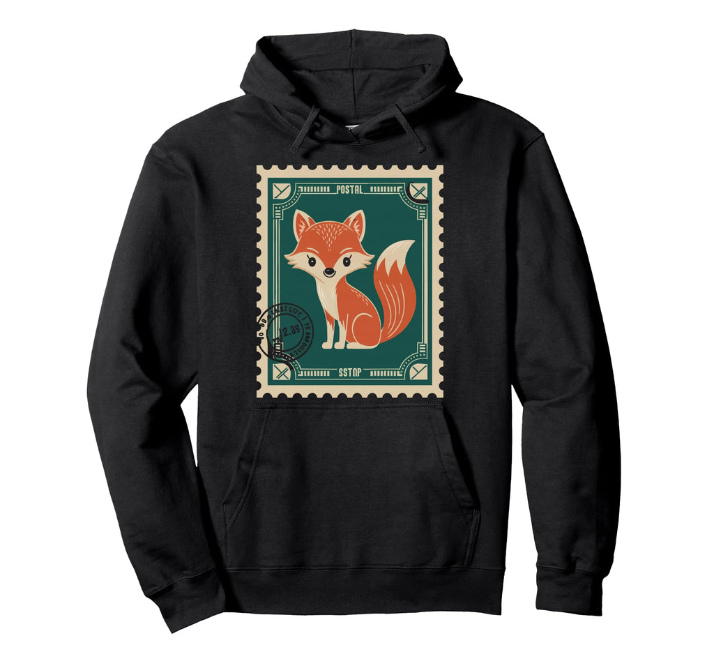 Fox Postage Stamp Animal Hoodie - Custom Art Print for Adults - T-Shirt, Sweatshirt, Hoodie