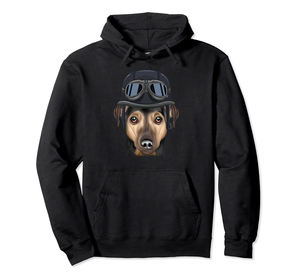 Funny Motorcycle Helmet Manchester Terrier Hoodie - Minimalist Print Unisex - T-Shirt, Sweatshirt, Hoodie