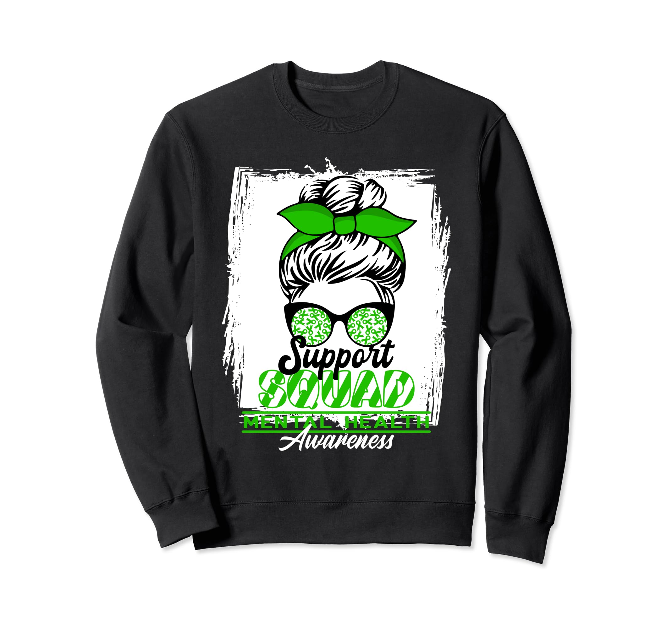 Messy Bun Support Awareness Squad I Sweatshirt - Novelty Apparel Unisex - T-Shirt, Sweatshirt, Hoodie