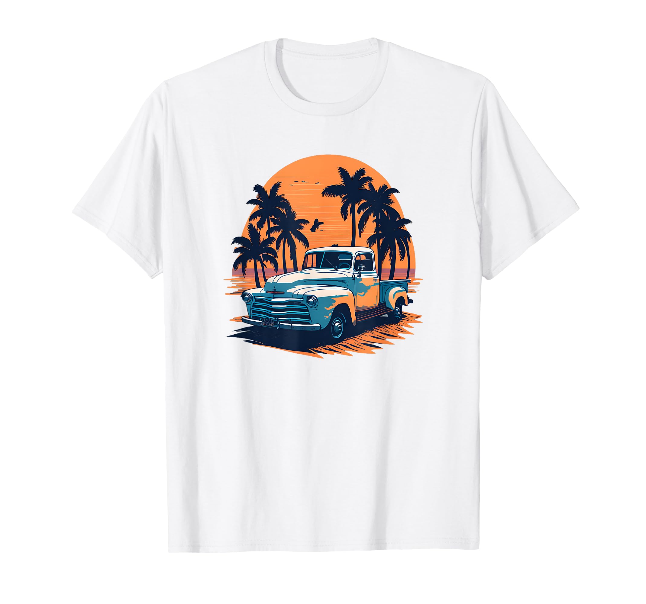 Pickup Truck Car Beach Gradient Sunset T-Shirt - Streetwear Style Unisex - T-Shirt, Sweatshirt, Hoodie