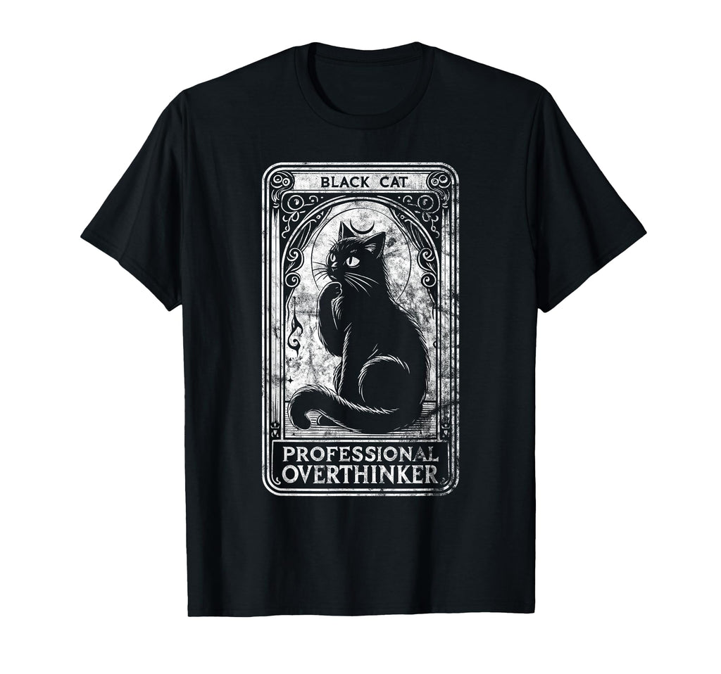 Professional Overthinker Cat Tarot T-Shirt - Minimalist Print for Adults - T-Shirt, Sweatshirt, Hoodie