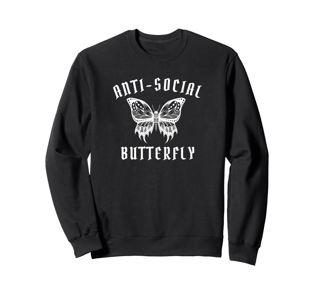 Anti Social Butterfly Introvert Sweatshirt - Graphic Print Men Women - T-Shirt, Sweatshirt, Hoodie