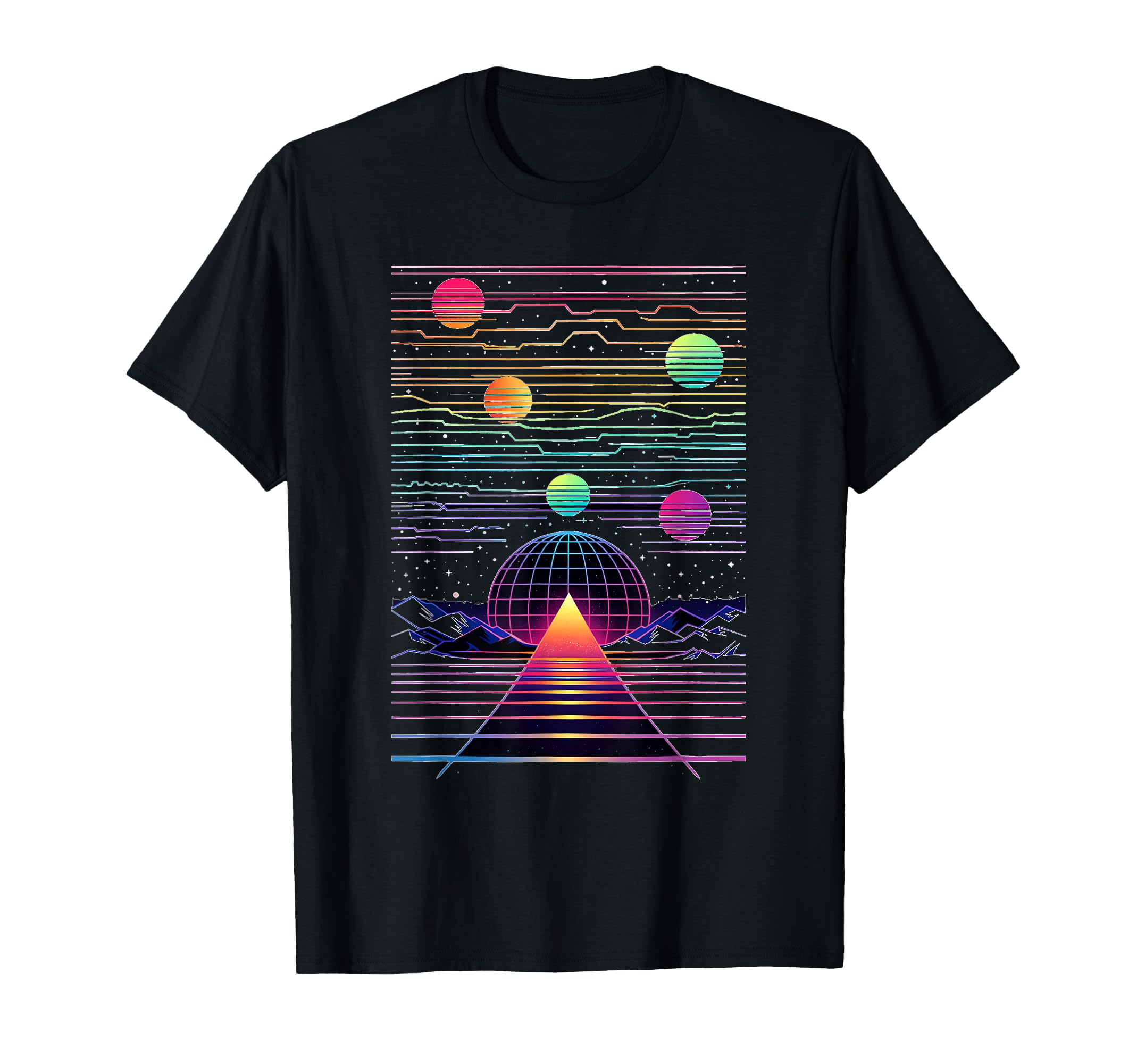 Synthwave Space Landscape 80S T-Shirt - Minimalist Print for Adults - T-Shirt, Sweatshirt, Hoodie