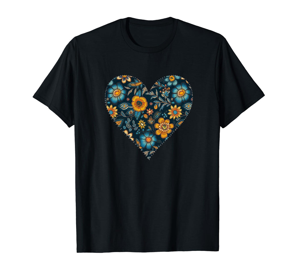Ukrainian Floral Pattern Ukraine Heart T-Shirt - Custom Art Print Men Women - T-Shirt, Sweatshirt, Hoodie