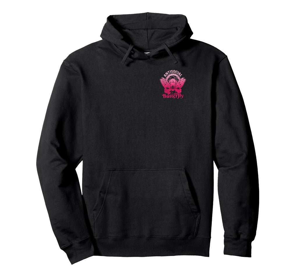 Antisocial Butterfly Moth Gothic Dark Hoodie - Graphic Print for Adults - T-Shirt, Sweatshirt, Hoodie