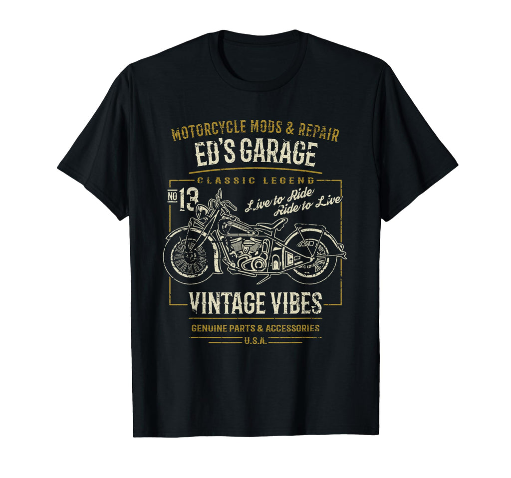Eds Garage Motorcycle Distressed T-Shirt - Minimalist Print Unisex - T-Shirt, Sweatshirt, Hoodie