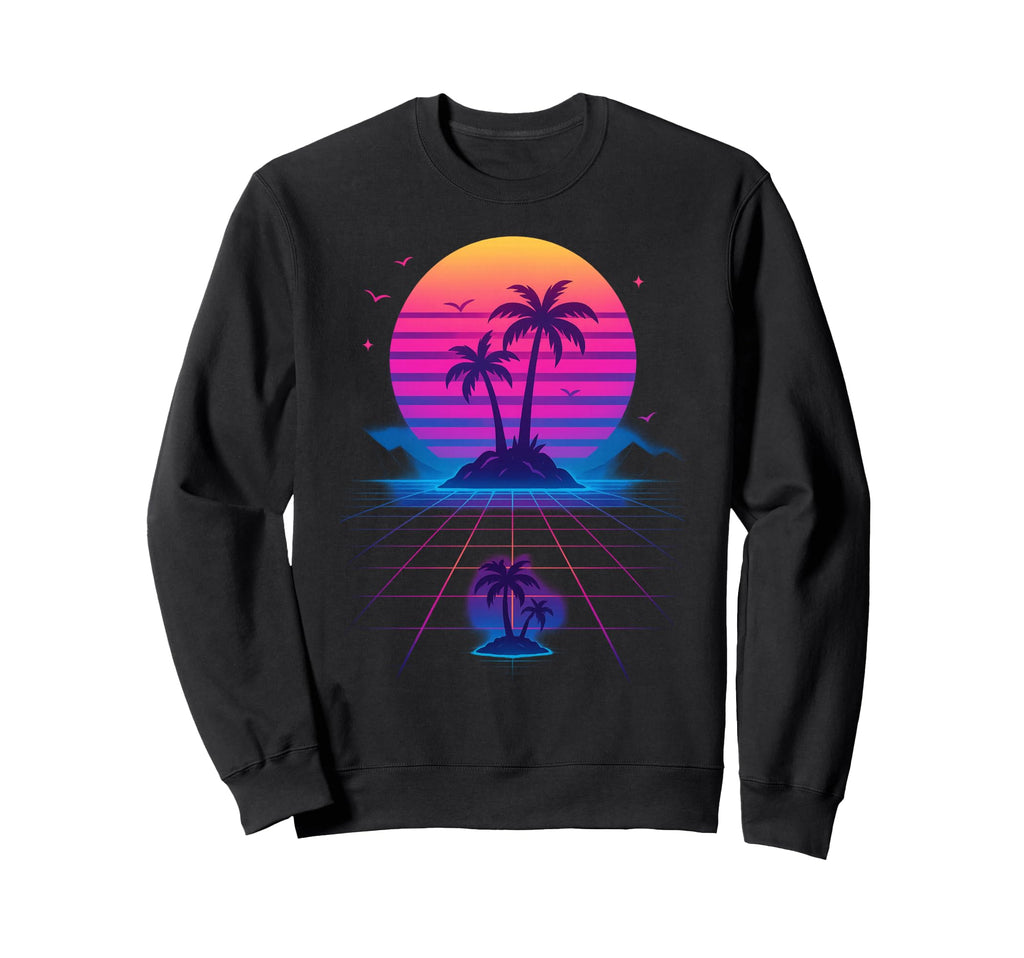 80S Synthwave Sweatshirt - Fun Novelty Design for Adults - T-Shirt, Sweatshirt, Hoodie