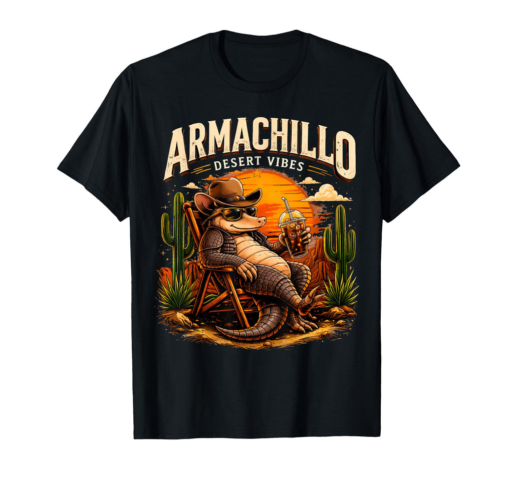 Armachillo Desert Vibes Western Cowboy T-Shirt - Fun Novelty Design Unisex - T-Shirt, Sweatshirt, Hoodie