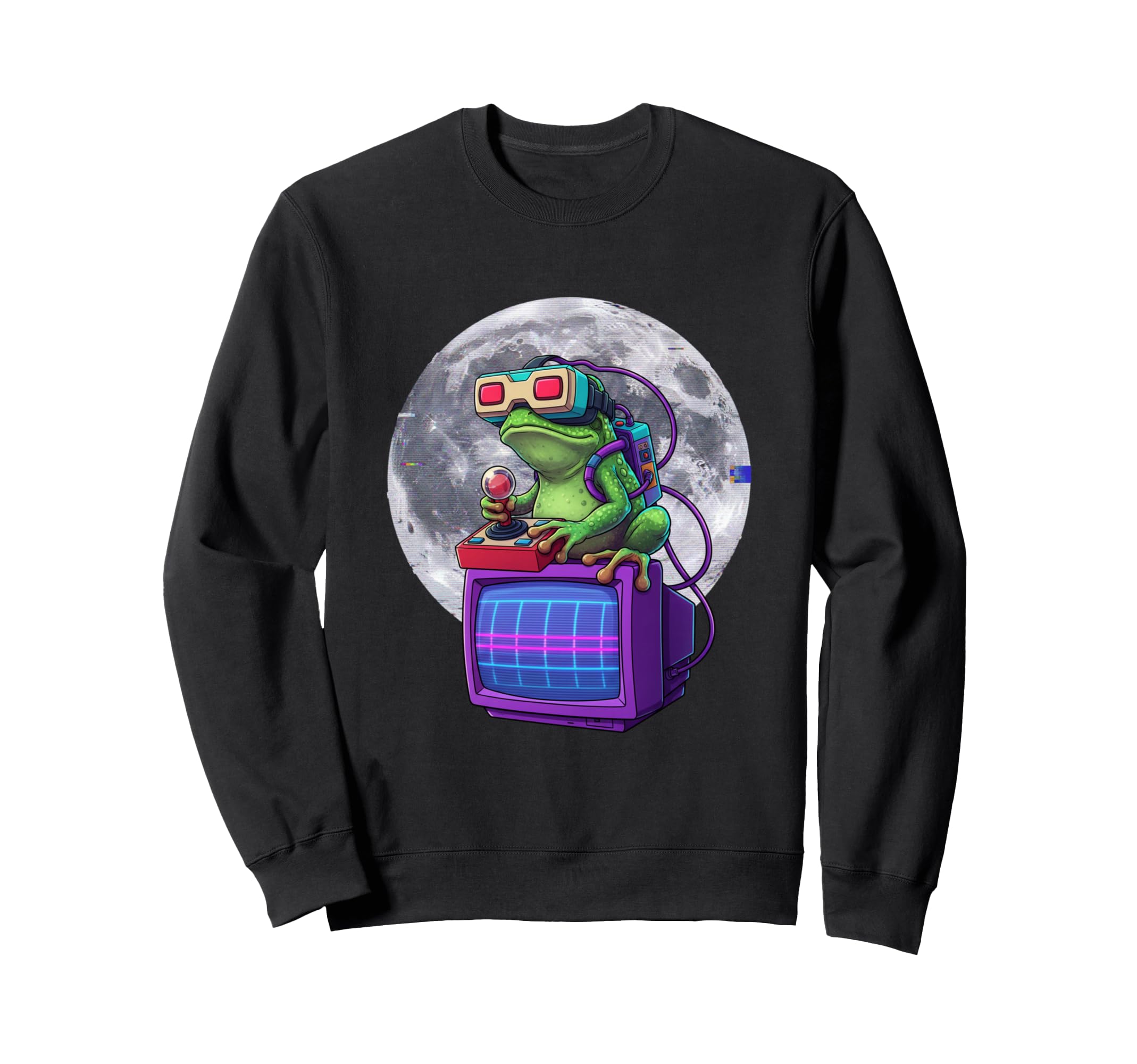 Vr Frog 80S Gamer Moon Aesthetic Sweatshirt - Novelty Apparel Unisex - T-Shirt, Sweatshirt, Hoodie