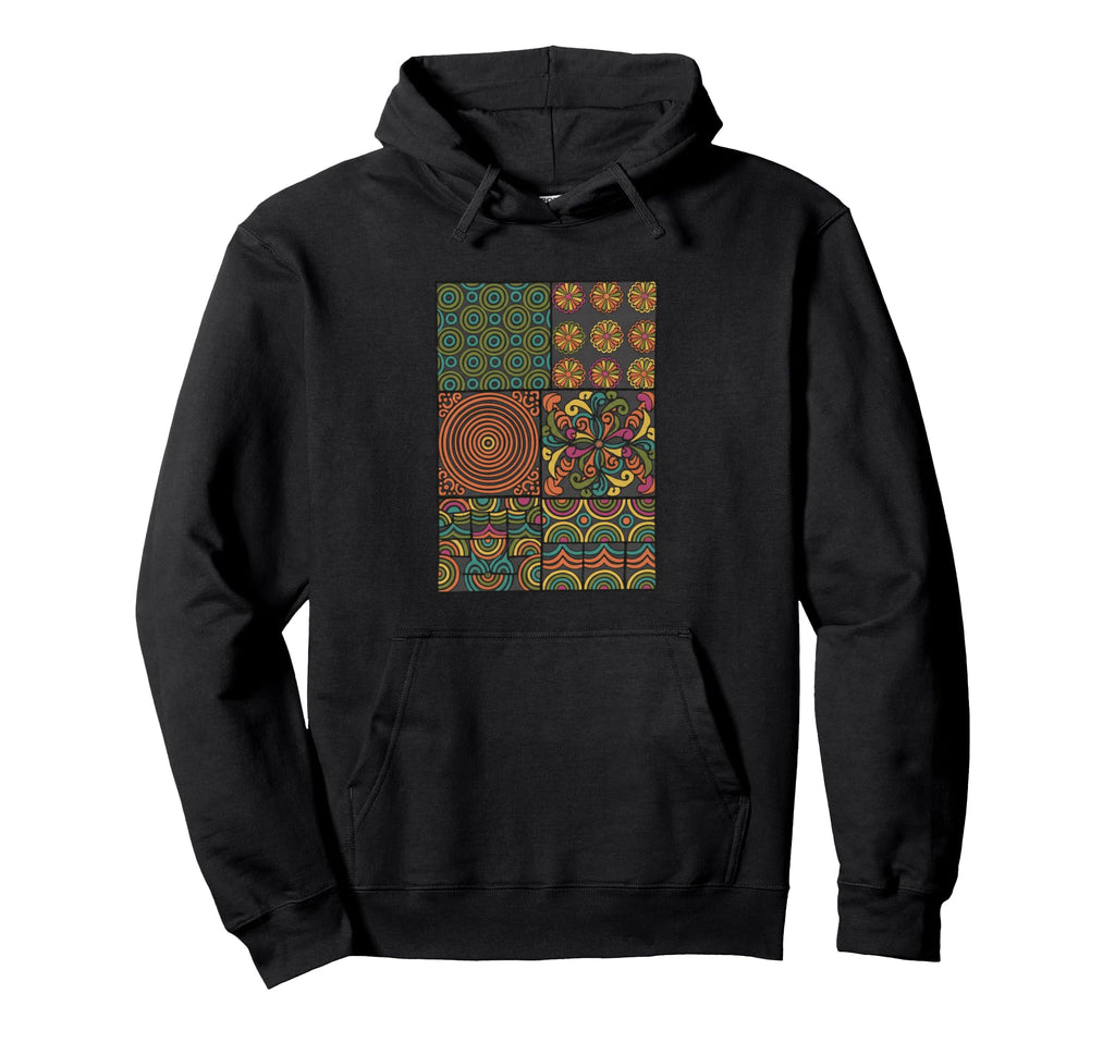 Floral Geometric Nature Pattern 70S Hoodie - Trendy Graphic Unisex - T-Shirt, Sweatshirt, Hoodie