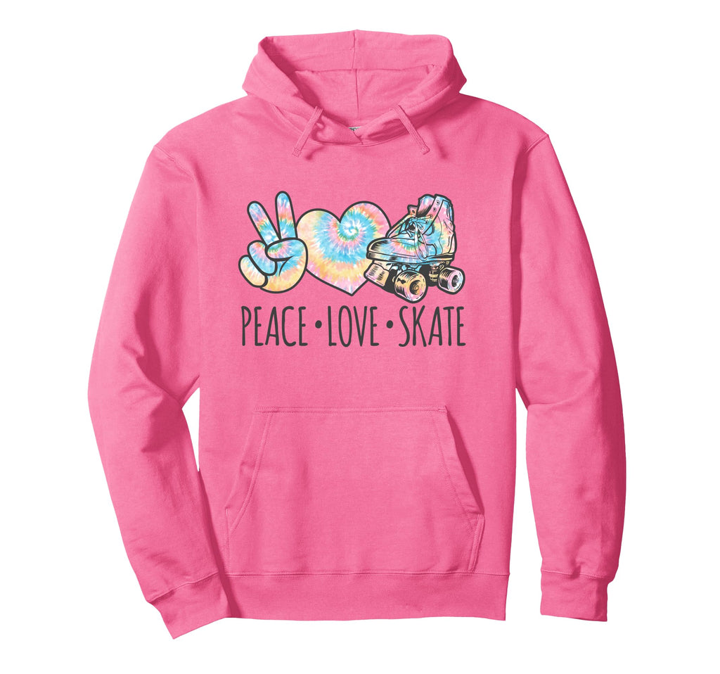 Tie Dye Roller Skating Teen Peace Love Hoodie - Custom Art Print Men Women - T-Shirt, Sweatshirt, Hoodie