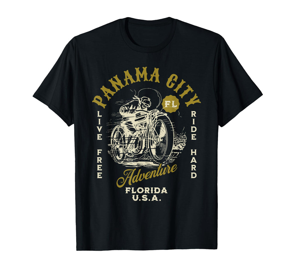 Panama City Florida Usa Motorcycle T-Shirt - Aesthetic Graphic for Adults - T-Shirt, Sweatshirt, Hoodie