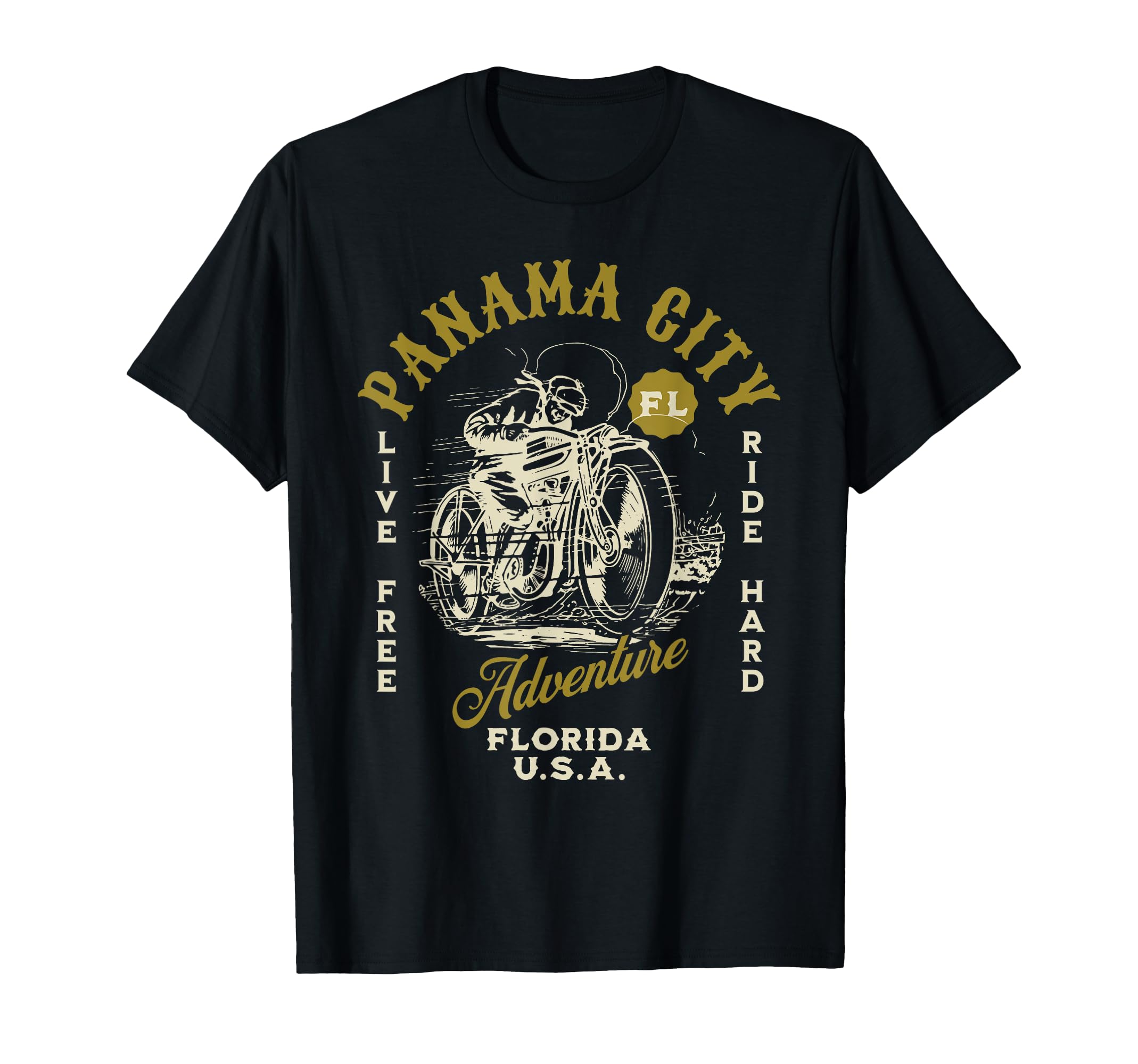 Panama City Florida Usa Motorcycle T-Shirt - Aesthetic Graphic for Adults - T-Shirt, Sweatshirt, Hoodie