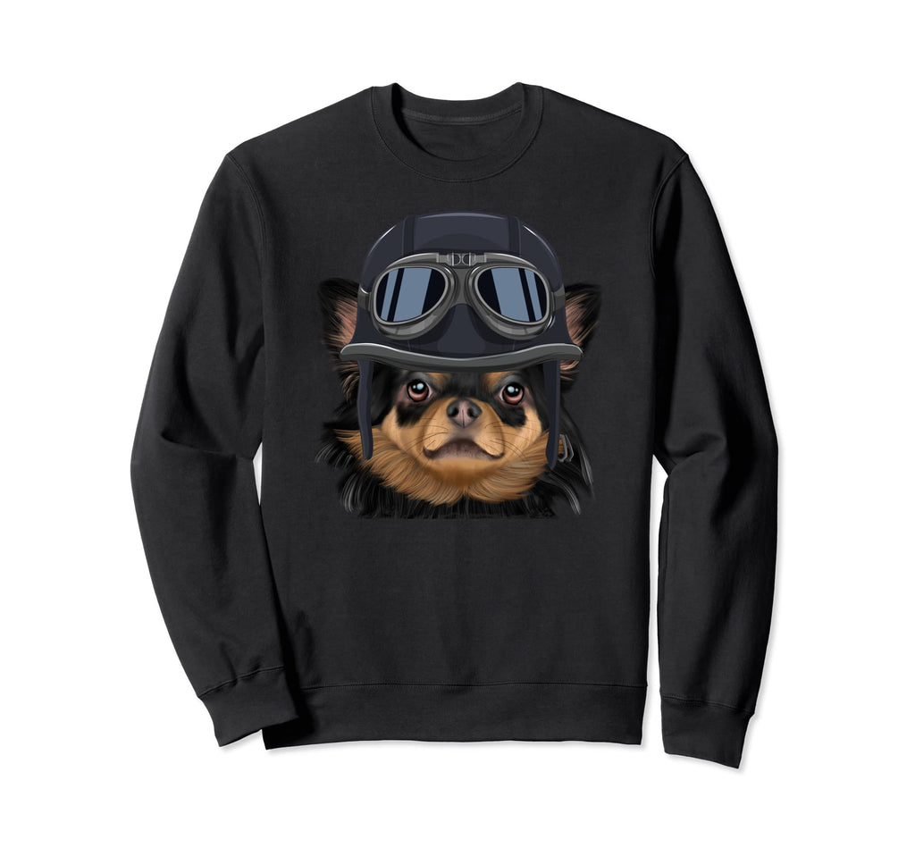 Funny Motorcycle Helmet Black Sweatshirt - Custom Art Print Men Women - T-Shirt, Sweatshirt, Hoodie