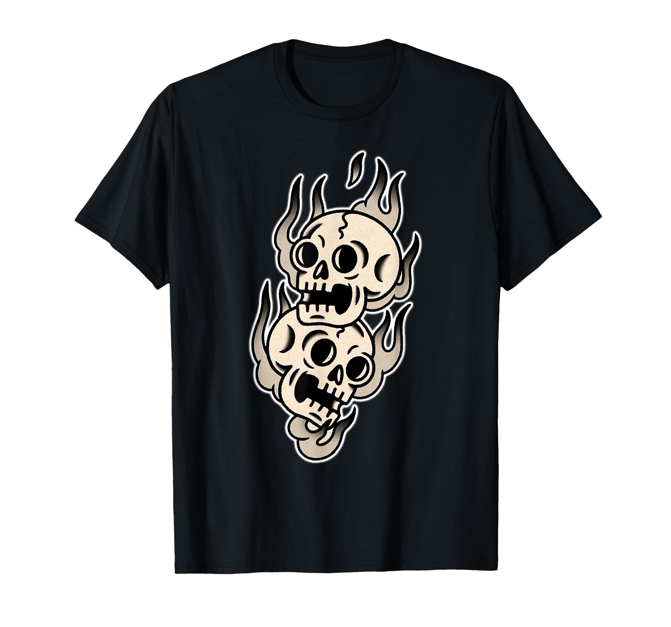 Skulls X Flames Tattoo Flash T-Shirt - Casual Everyday Wear Unisex - T-Shirt, Sweatshirt, Hoodie