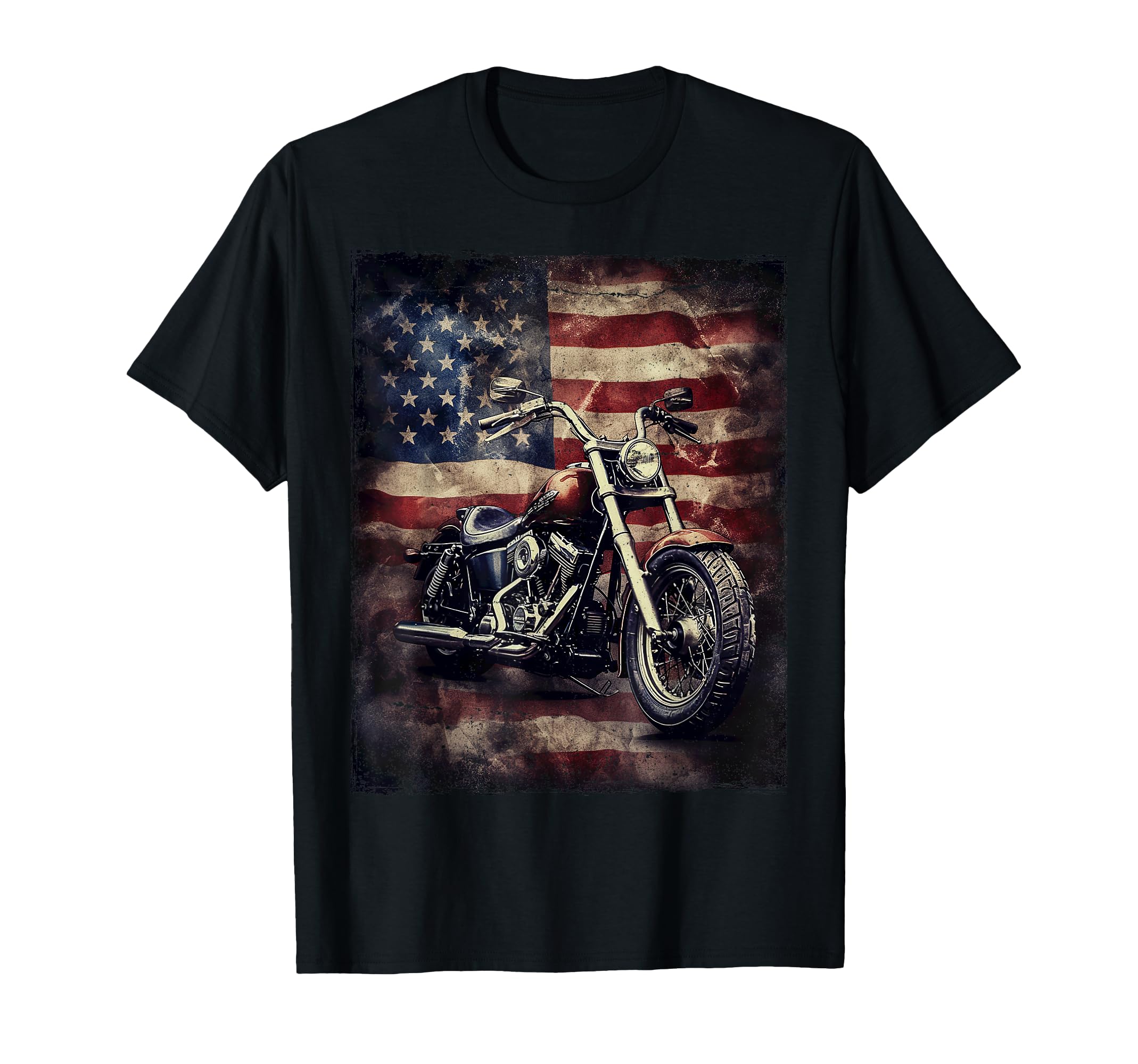 Motorcycle Usa Flag Biker American T-Shirt - Trendy Graphic Men Women - T-Shirt, Sweatshirt, Hoodie