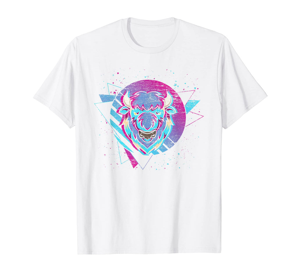 Animal American Bison 90S Vaporwave T-Shirt - Novelty Apparel for Adults - T-Shirt, Sweatshirt, Hoodie