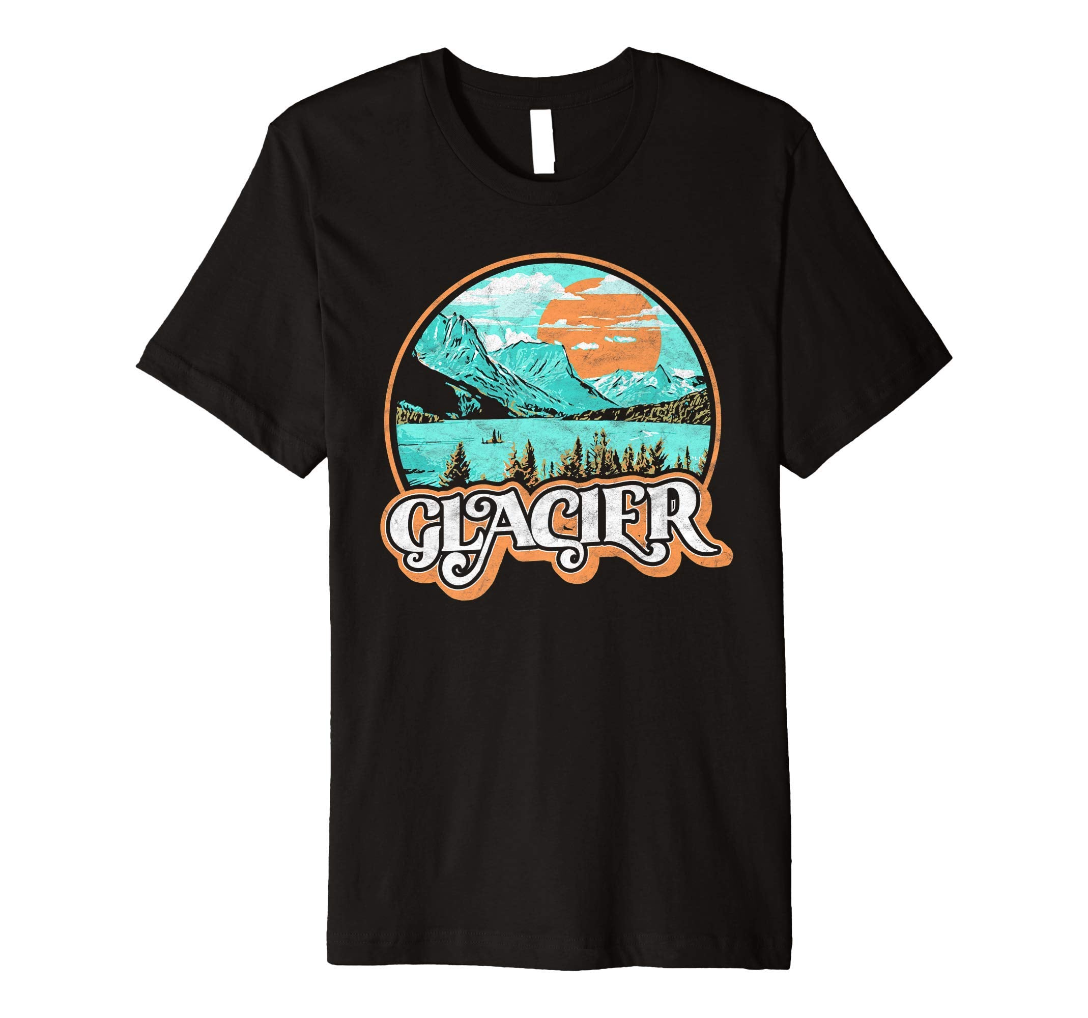 Glacier National Park Distressed T-Shirt - Minimalist Print for Adults - T-Shirt, Sweatshirt, Hoodie