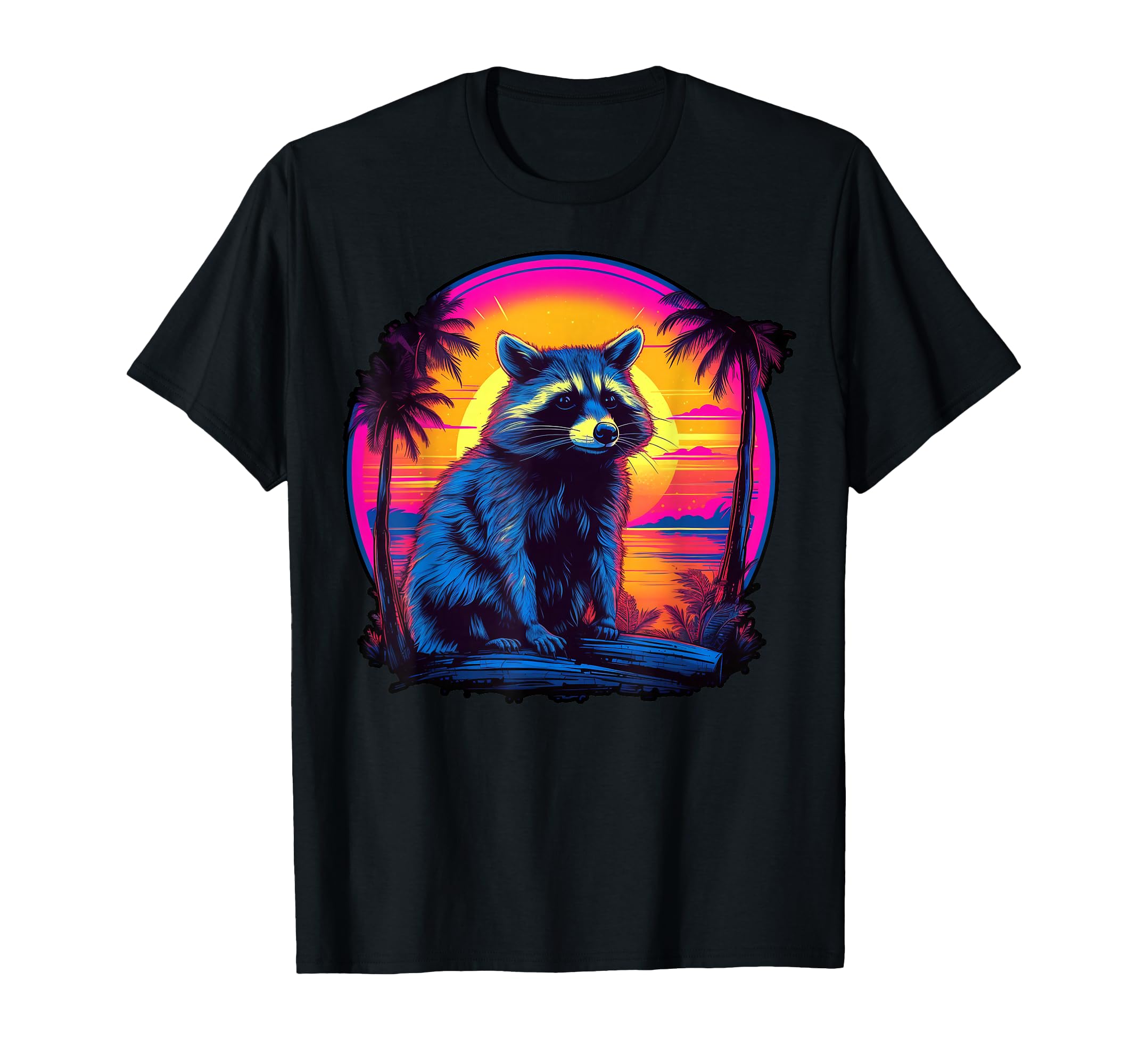 Retrowave Synthwave 80S Vaporwave Raccoon T-Shirt - Novelty Apparel Unisex - T-Shirt, Sweatshirt, Hoodie