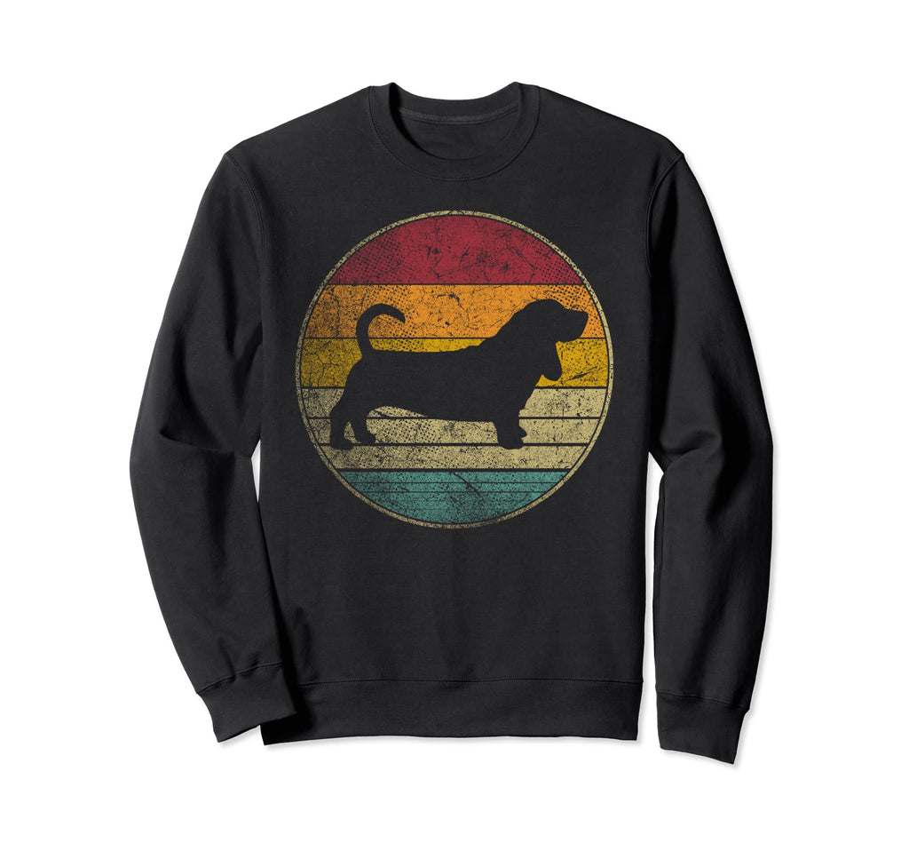 Basset Hound Dog Distressed 70S 80S 90S Sweatshirt - Trendy Graphic Unisex - T-Shirt, Sweatshirt, Hoodie