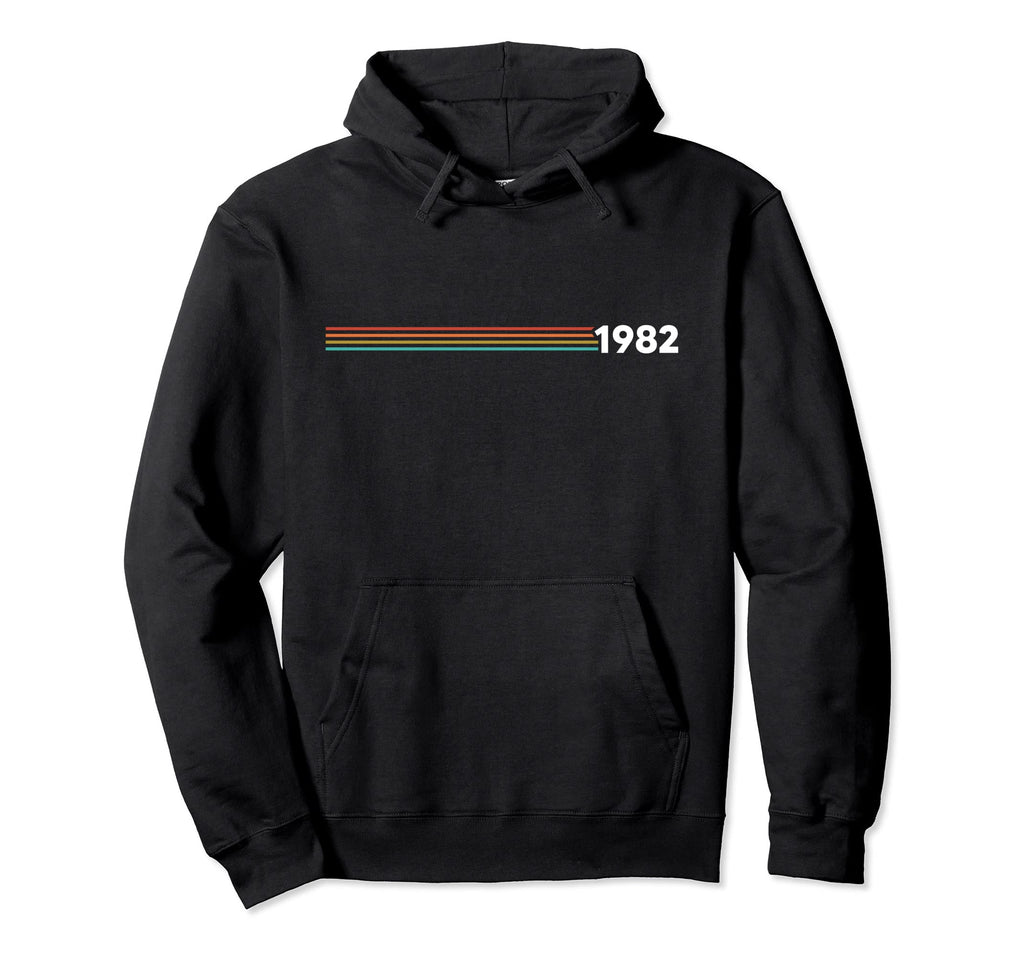1982 Years Stripe 70S Birthday Hoodie - Unique Graphic Men Women - T-Shirt, Sweatshirt, Hoodie