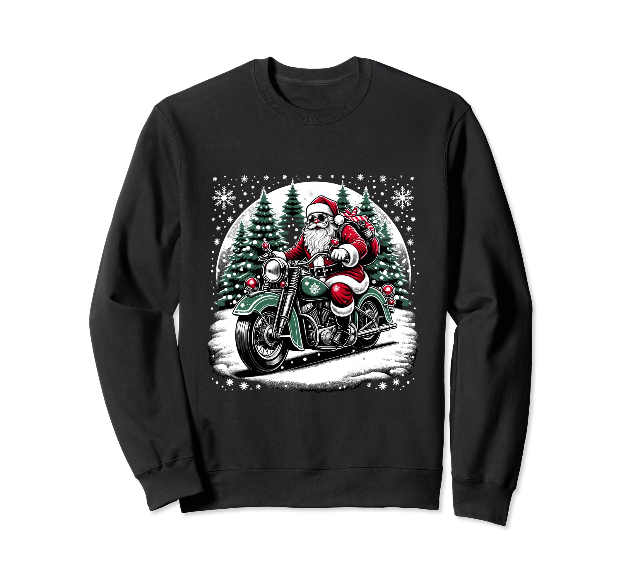 Santa Riding Motorcycle Biker Sweatshirt - Minimalist Print for Adults - T-Shirt, Sweatshirt, Hoodie