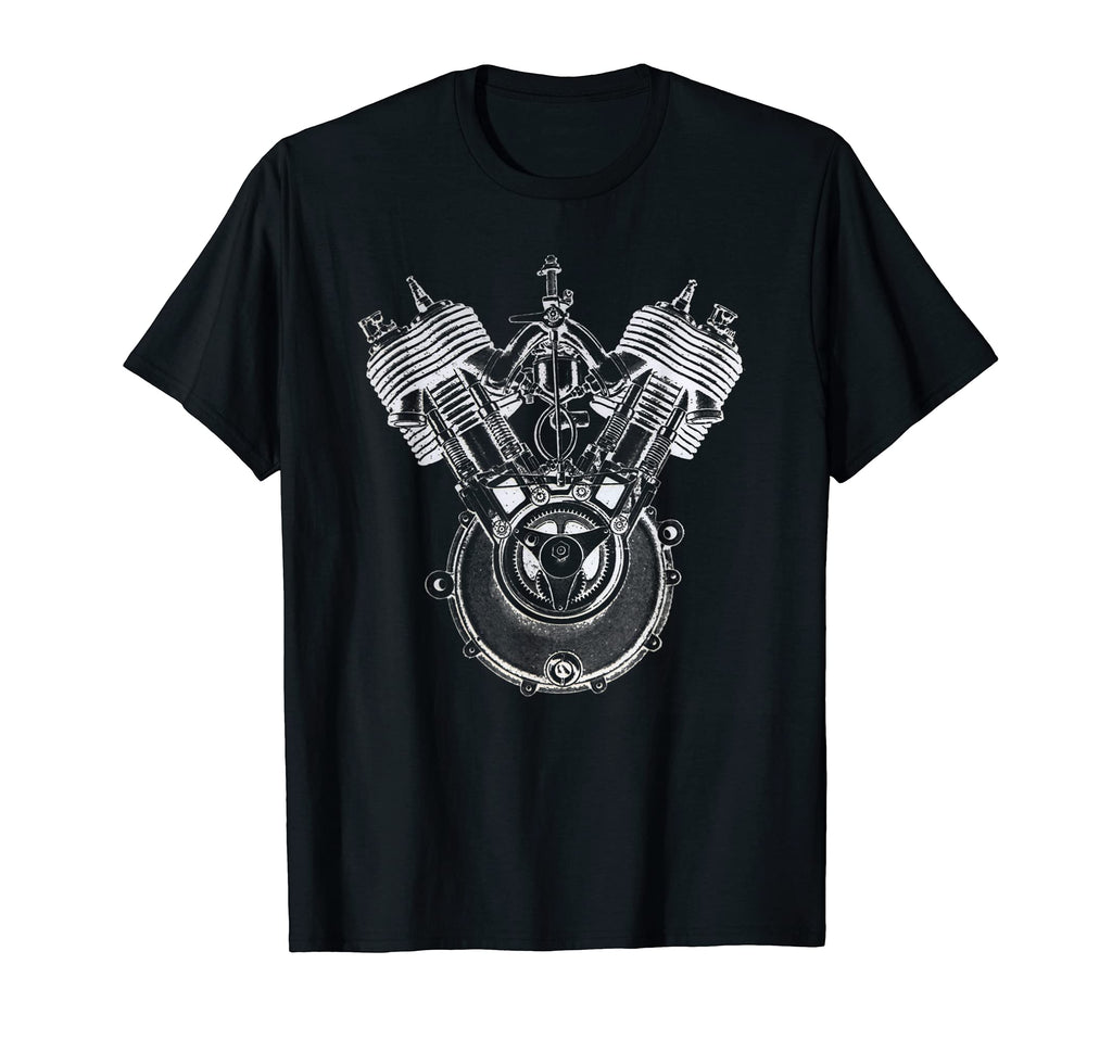 Antique I J V Twin Motorcycle Engine T-Shirt - Novelty Apparel Men Women - T-Shirt, Sweatshirt, Hoodie