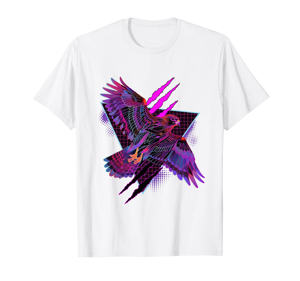 Vaporwave Falcon Geometric Birding T-Shirt - Custom Art Print Men Women - T-Shirt, Sweatshirt, Hoodie