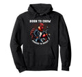 Biker Lifestyle Born To Crow Rooster Hoodie - Minimalist Print for Adults - T-Shirt, Sweatshirt, Hoodie