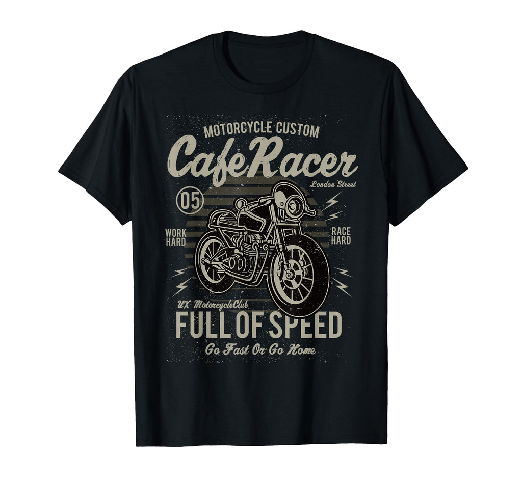Motorcycle Biker Cafe Racer Full T-Shirt - Minimalist Print for Adults - T-Shirt, Sweatshirt, Hoodie