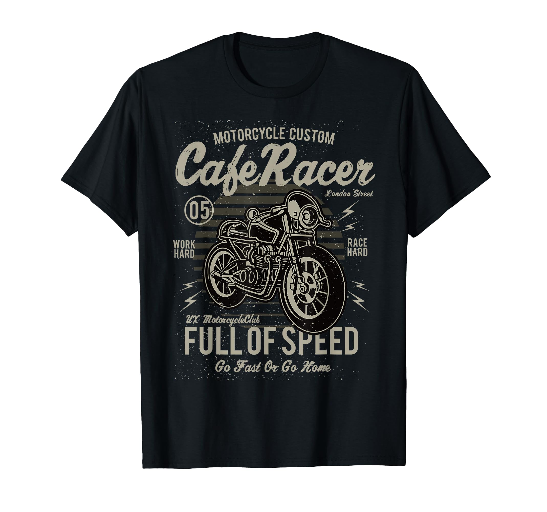 Motorcycle Biker Cafe Racer Full T-Shirt - Minimalist Print for Adults - T-Shirt, Sweatshirt, Hoodie