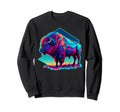 Vaporwave Synthwave Bison Sweatshirt - Streetwear Style for Adults - T-Shirt, Sweatshirt, Hoodie