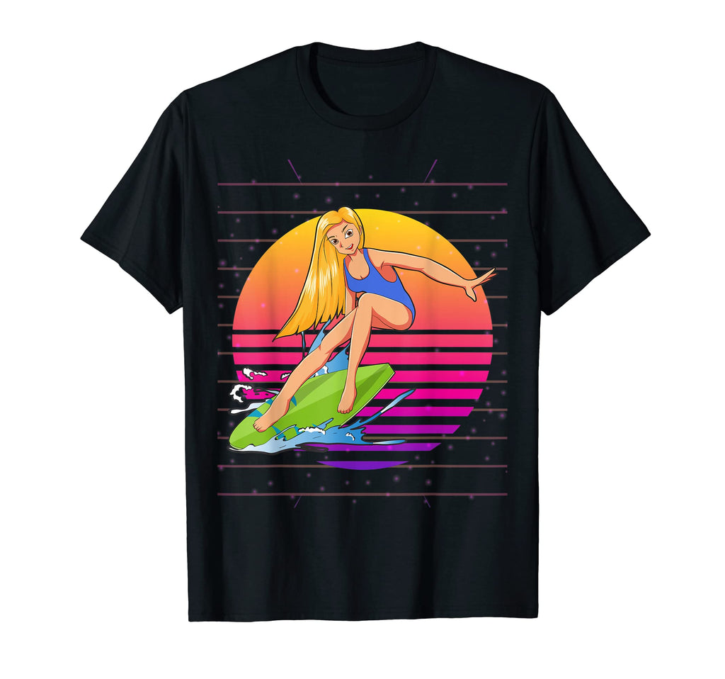 Synthwave Surfboarder 90S Art Surfer T-Shirt - Aesthetic Graphic Men Women - T-Shirt, Sweatshirt, Hoodie