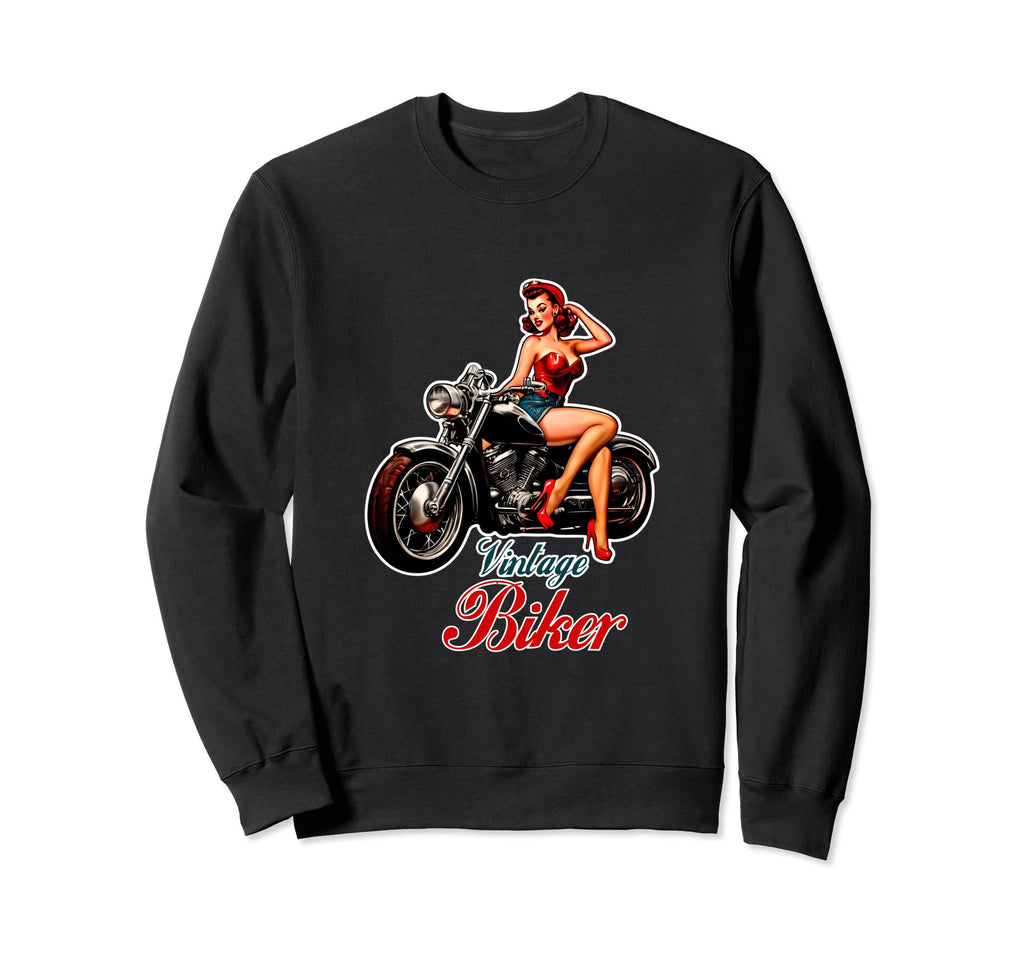 Biker Motorcycle Pin Up Sweatshirt - Casual Everyday Wear Unisex - T-Shirt, Sweatshirt, Hoodie