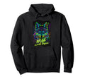 80S Vaporwave Synthwave Wolf Colorful Hoodie - Custom Art Print Men Women - T-Shirt, Sweatshirt, Hoodie